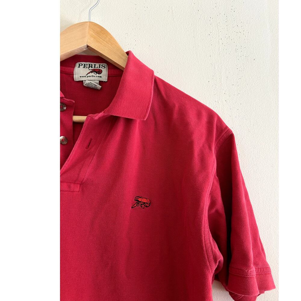 Vintage Embroidered Faded Red Perlis Crawfish Louisiana Polo Shirt Men's Small
